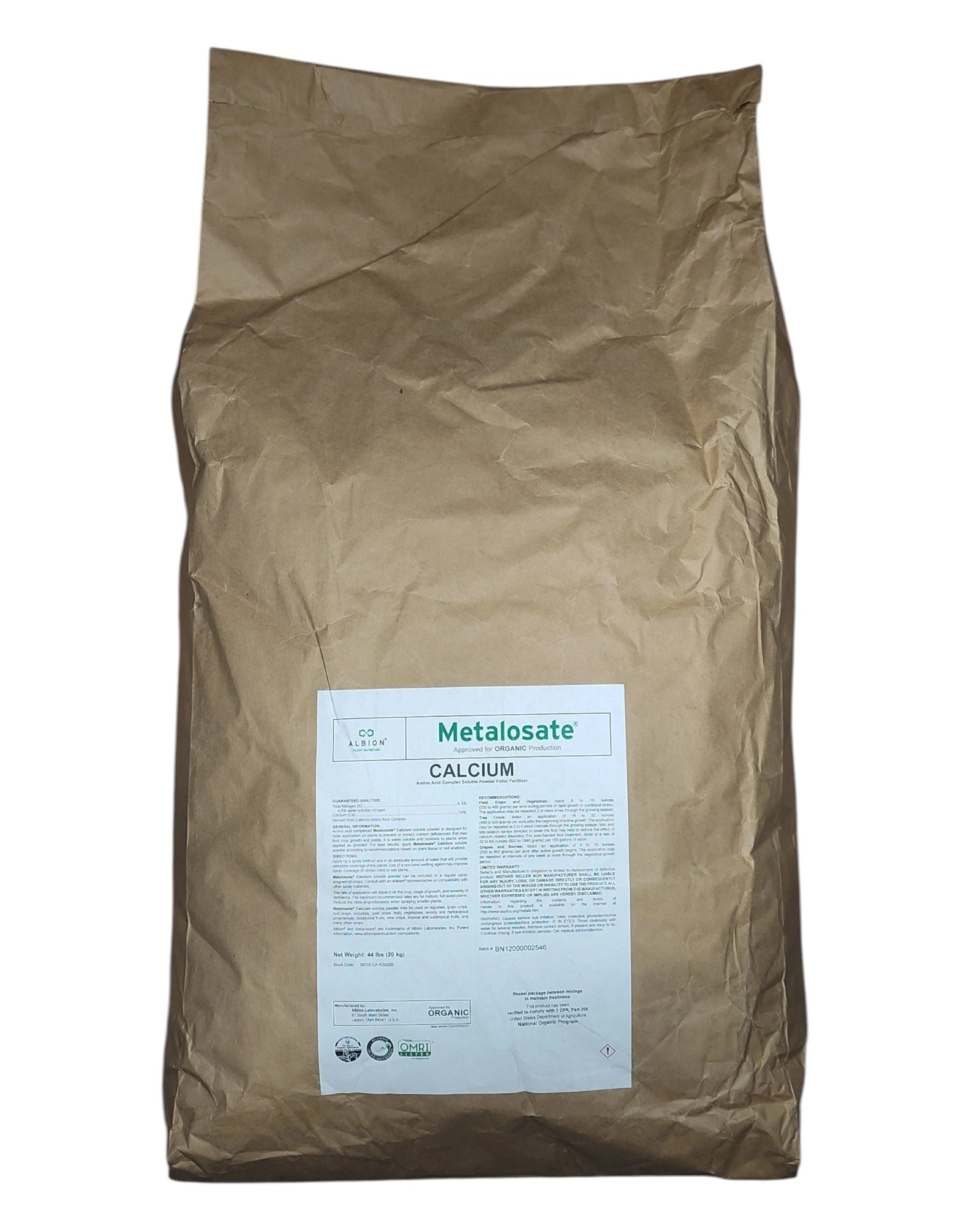 commercial plant fertilizer Metalosate Calcium 18% Foliar Fertilizer 44 lb