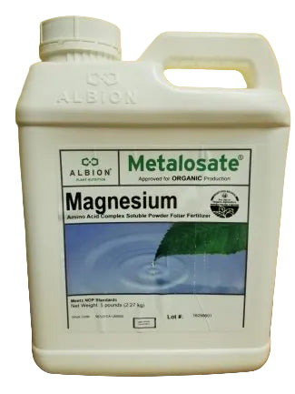 Metalosate Magnesium organic soluble powder fertilizer 5 lb. jug.