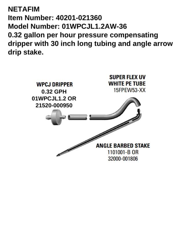 Netafim Dripper Stake Assembly (0.3 GPH)