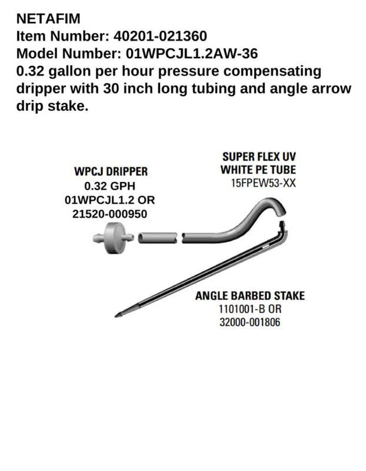 Netafim Dripper Stake Assembly (0.3 GPH)