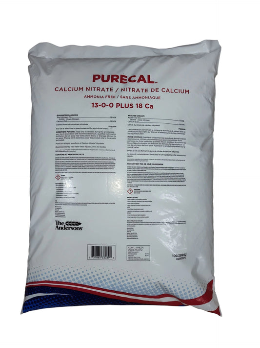 PureCal 13-0-0 ammonia free calcium nitrate 55 lb. backside