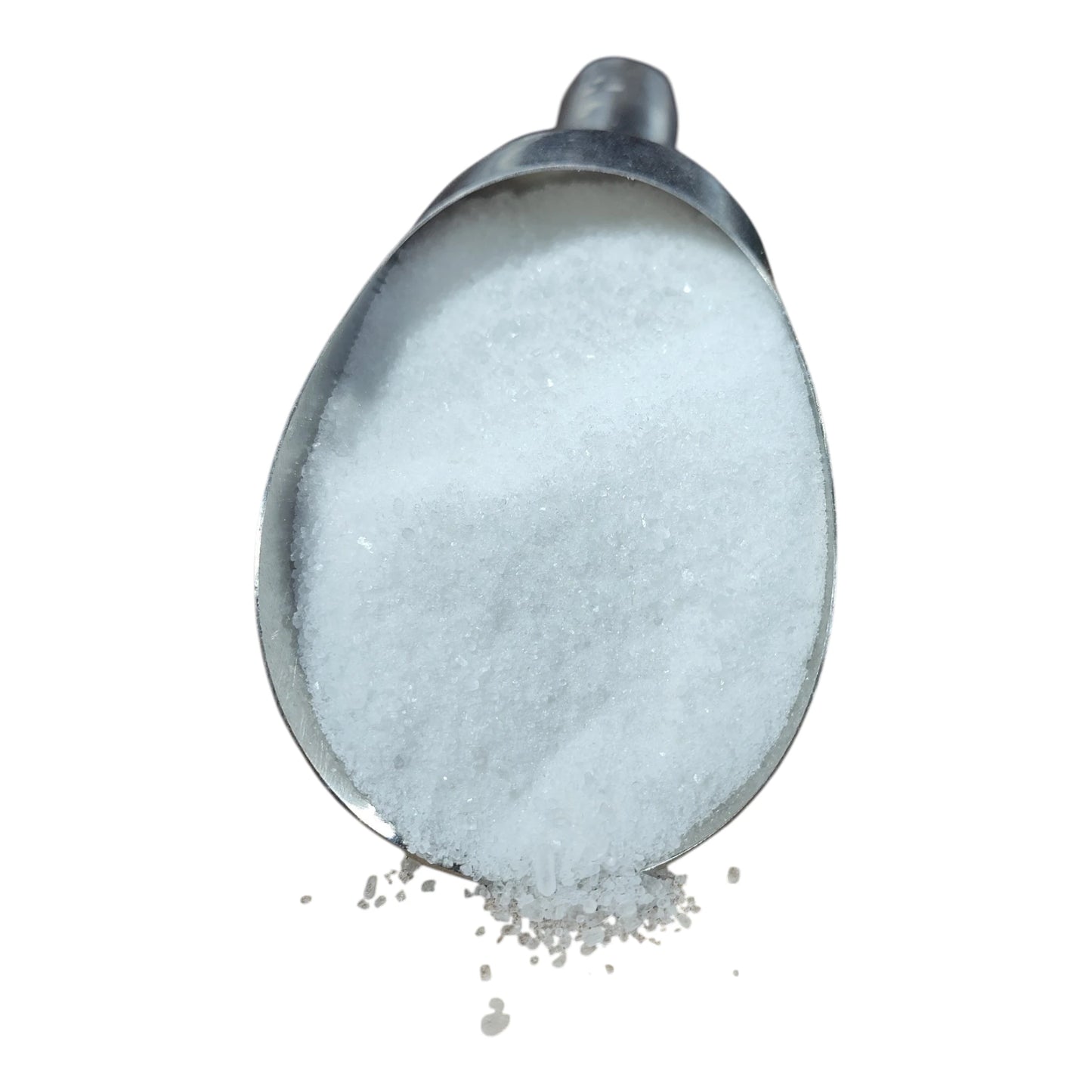 Haifa MKP monopotassium phosphate crystals in a stainless steel scoop on white background — pure water-soluble fertilizer