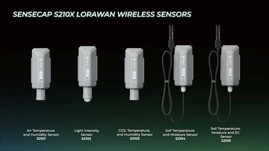 SenseCAP S210X LoRaWAN wireless sensors deployed in a commercial greenhouse for real-time soil moisture, temperature, and EC monitoring