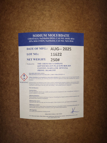 Sodium Molybdate fertilizer 250 lb.