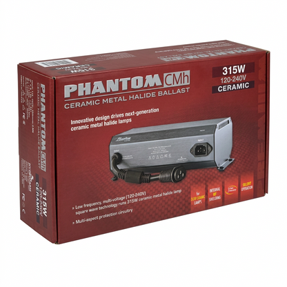 PHANTOM PHBC3151 315W CMH ballast retail box, angled view on a white background.