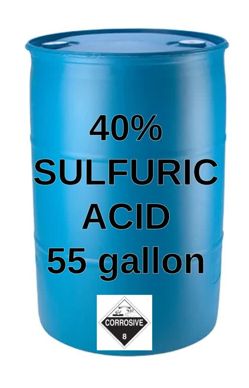 SULFURIC ACID, 40%, 55 gallon drum
