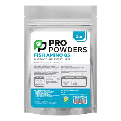 Pro Powders Fish Amino 85 — 86% amino acid deep-sea fish hydrolysate powder, 1 lb