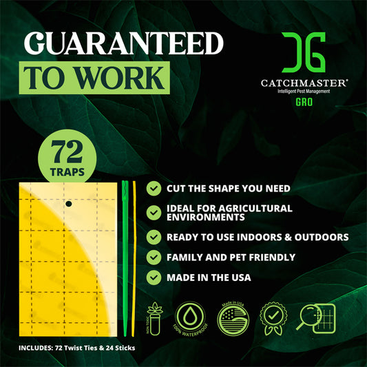 Catchmaster 3" x 5" Double-Sided Yellow Sticky Card Insect Traps (72pcs/Pack)