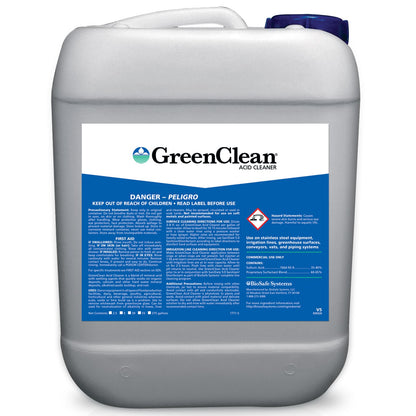 GreenClean Acid Cleaner 5 gallon jug — irrigation line and greenhouse surface cleaner by BioSAFE Systems