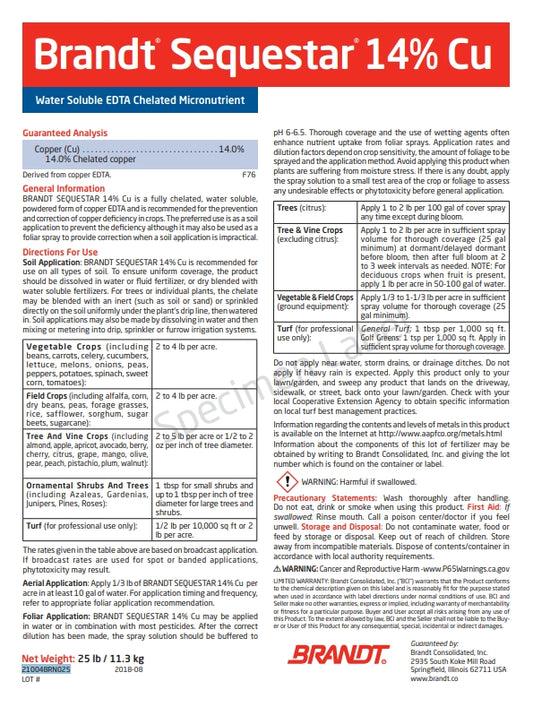 Brandt Sequestar 14% Copper EDTA microgranule