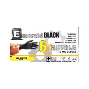 Emerald 6X Black Nitrile Exam Gloves