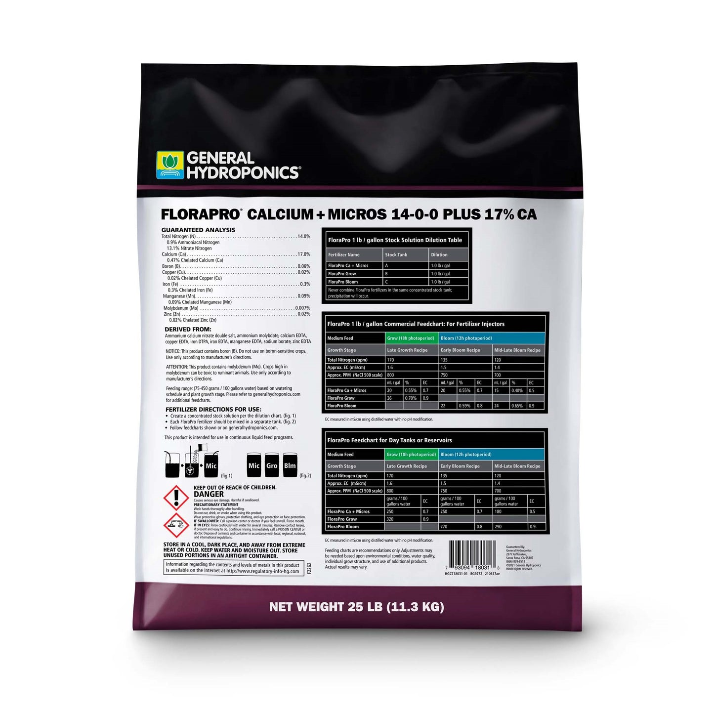 FloraPro Calcium + Micros 14-0-0 + 17% Ca Water Soluble Fertilizer - 25lb