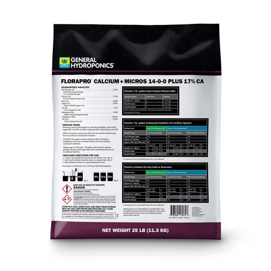 FloraPro Calcium + Micros 14-0-0 + 17% Ca Water Soluble Fertilizer - 25lb