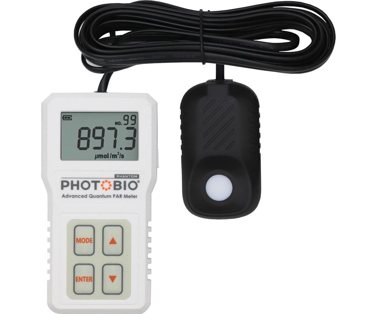 PHOTOBIO handheld quantum PAR meter with digital display, remote sensor and cable
