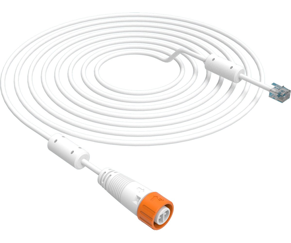 White PHOTOBIO PHOTO LOC control cable with RJ plug and orange push-lock connector