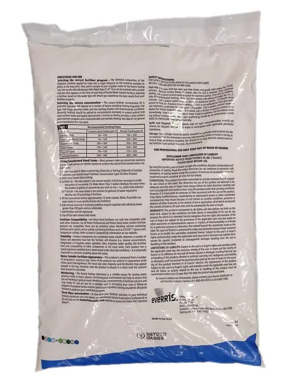 back view of the Hydroponic Special fertilizer old bag.