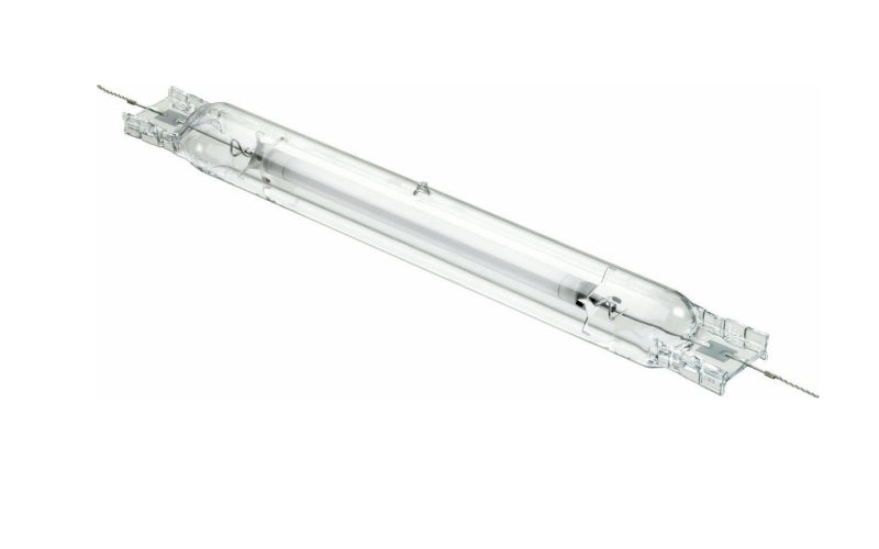 Clear cylindrical light bulb on a white background