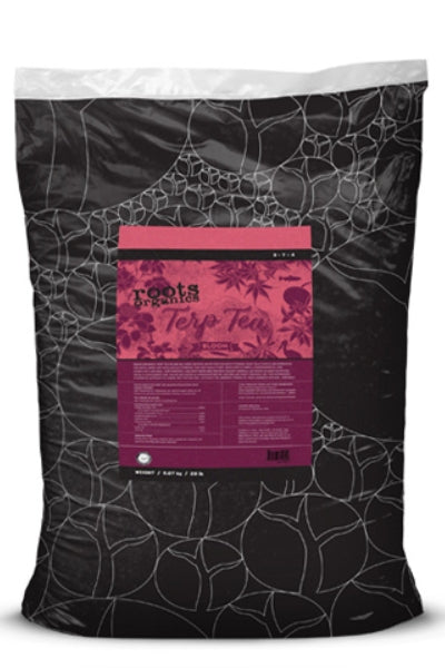 Roots Organic Terp Tea Bloom 40 lb. bag of organic cannabis fertilizer.