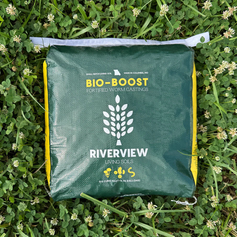 Riverview Living Soils Bio-Boost fortified worm castings 0.5 cu ft bag — front view