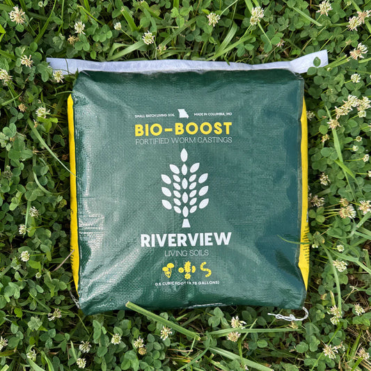Riverview Living Soils Bio-Boost fortified worm castings 0.5 cu ft bag — front view