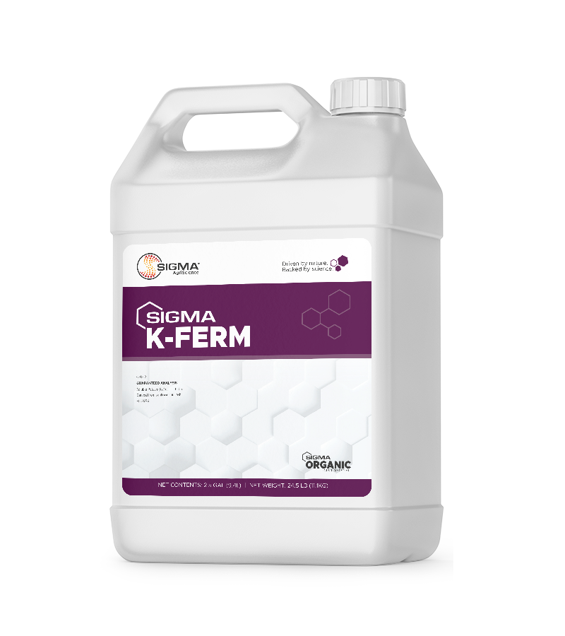 Sigma K-Ferm liquid potassium fertilizer 2.5 gallon jug — 12% K₂O fermentation-derived, for organic production
