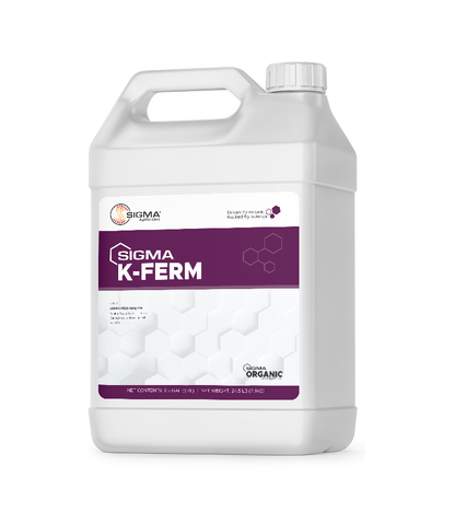 Sigma K-Ferm liquid potassium fertilizer 2.5 gallon jug — 12% K₂O fermentation-derived, for organic production