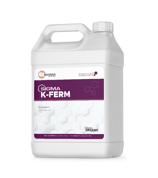 Sigma K-Ferm liquid potassium fertilizer 2.5 gallon jug — 12% K₂O fermentation-derived, for organic production