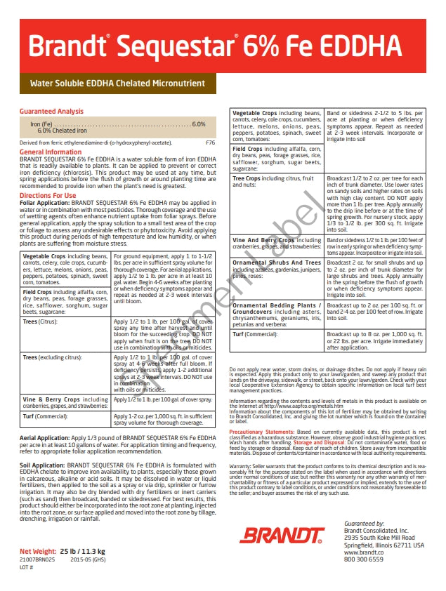 Sequestar 6% Fe EDDHA Iron Chelate