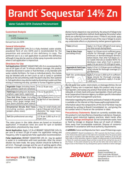 Brandt Sequestar 14% Zinc EDTA microgranule