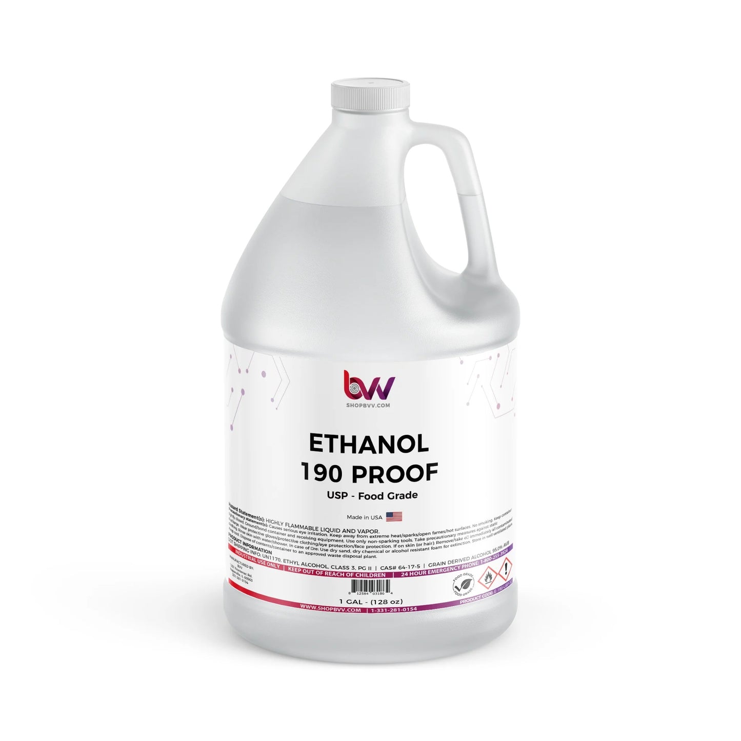 Ethanol 190 Proof (95%) USP/FCC Food Grade, Kosher - 1-gallon