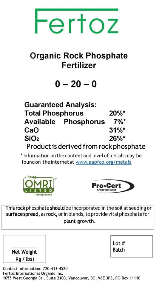 Fertoz Organic POWDERED Rock Phosphate Fertilizer