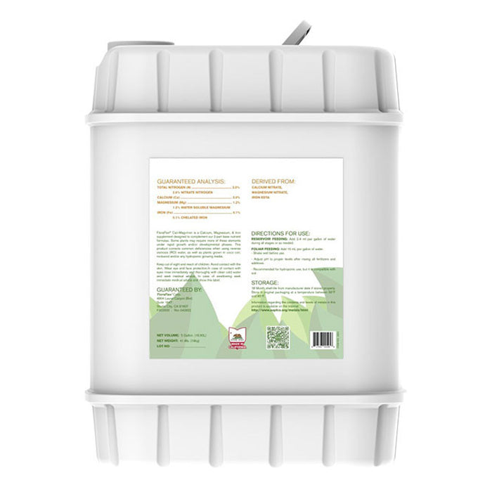 FloraFlex Nutrients - Cal + Mag + Iron | 5 Gal backside
