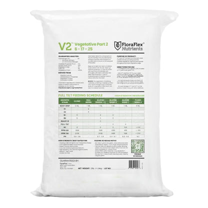 FloraFlex Nutrients V2 Bag 22lbs backside