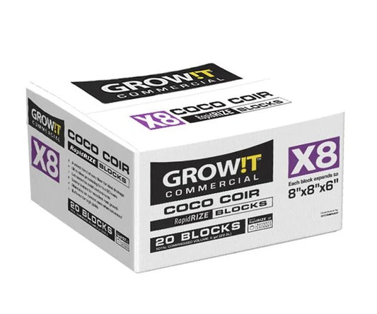 GROW!T Commercial Coco, RapidRIZE Block 8"x8"x6" case of 20
