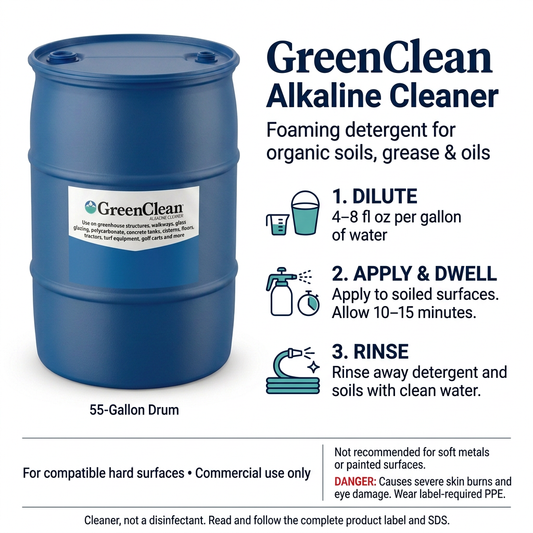 GreenClean Alkaline Cleaner application infographic