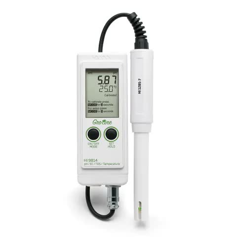 GroLine Hydroponic Waterproof pH/EC/TDS/Temperature Portable Meter - HI9814