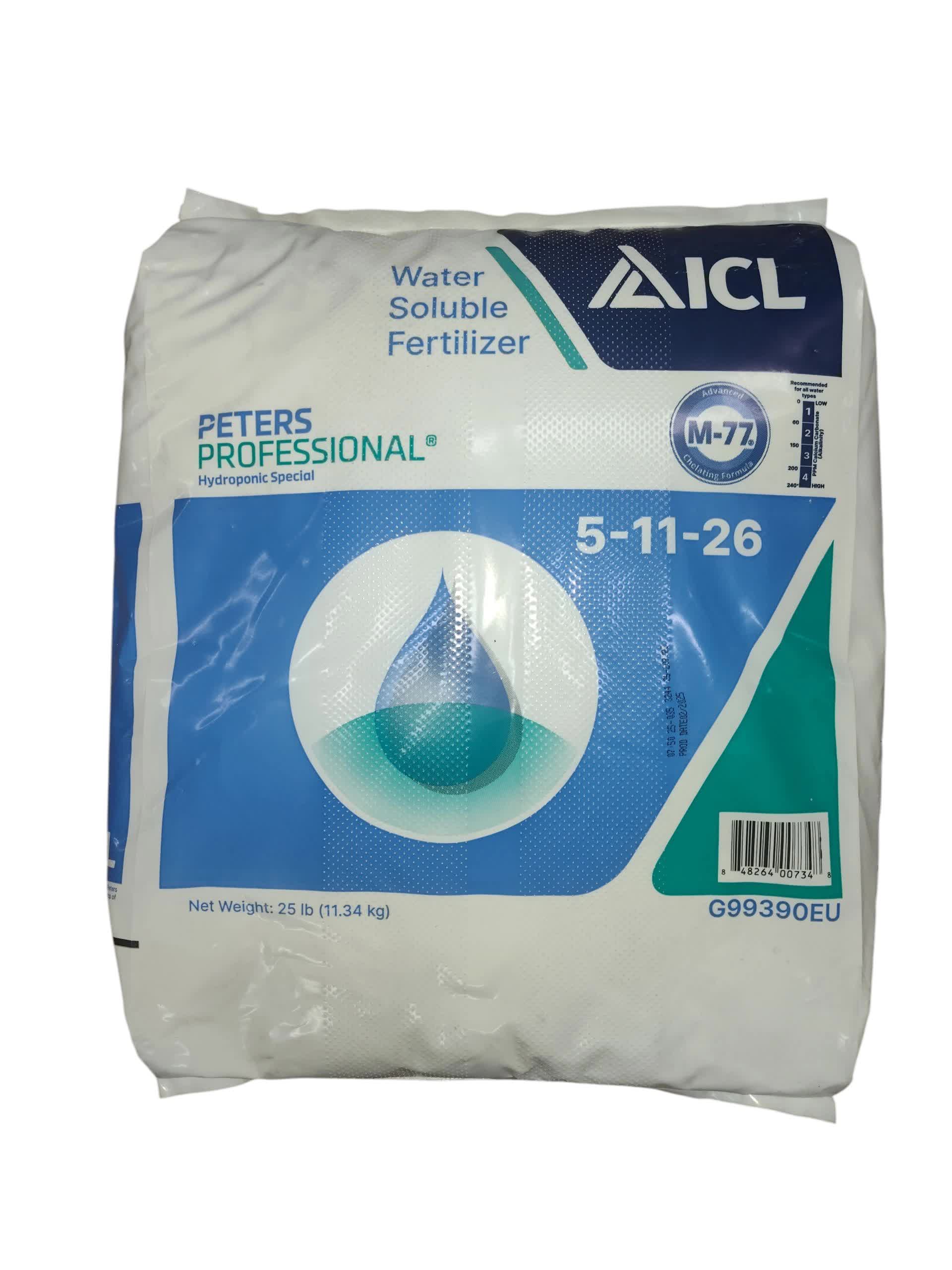 Peters Professional 5-11-26 Hydroponic Special fertilizer 25 lb. European bag.