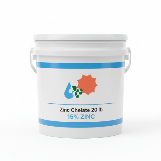 Zinc EDTA chelate 15% Zn 20 lb white pail with Custom Hydro Nutrients logo