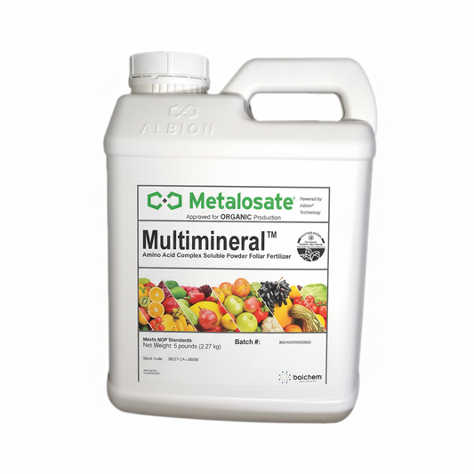 Metalosate MultiMineral Organic 5 lb amino acid chelated foliar fertilizer jug USDA organic
