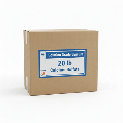 Solution Grade Gypsum 20 lb brown box — calcium sulfate fertilizer by Custom Hydro Nutrients