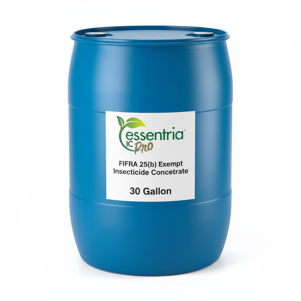 Essentria IC Pro 30 Gallon blue drum with white label