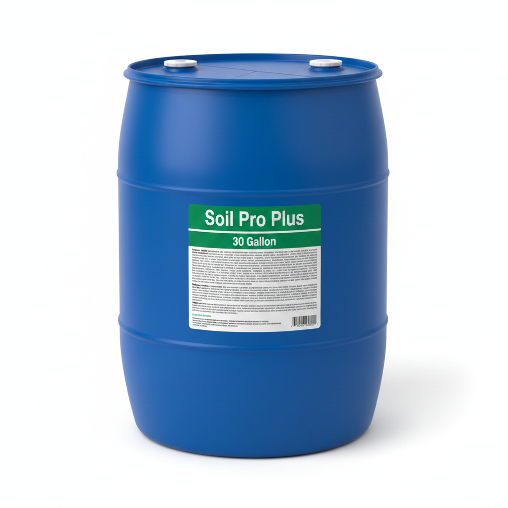 Five Star Soil Pro Plus 30 gallon closed-top blue drum — bio-nutritional soil conditioner with humic acid and amino acids