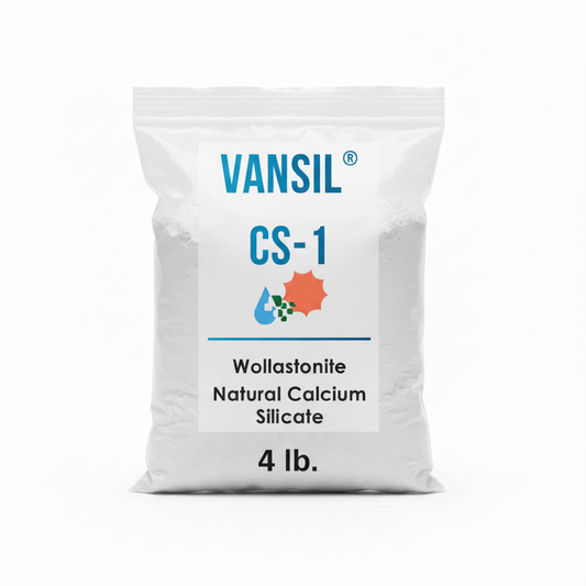 VanSil wollastonite calcium silicate 4 lb clear ziplock bag with white mineral granules