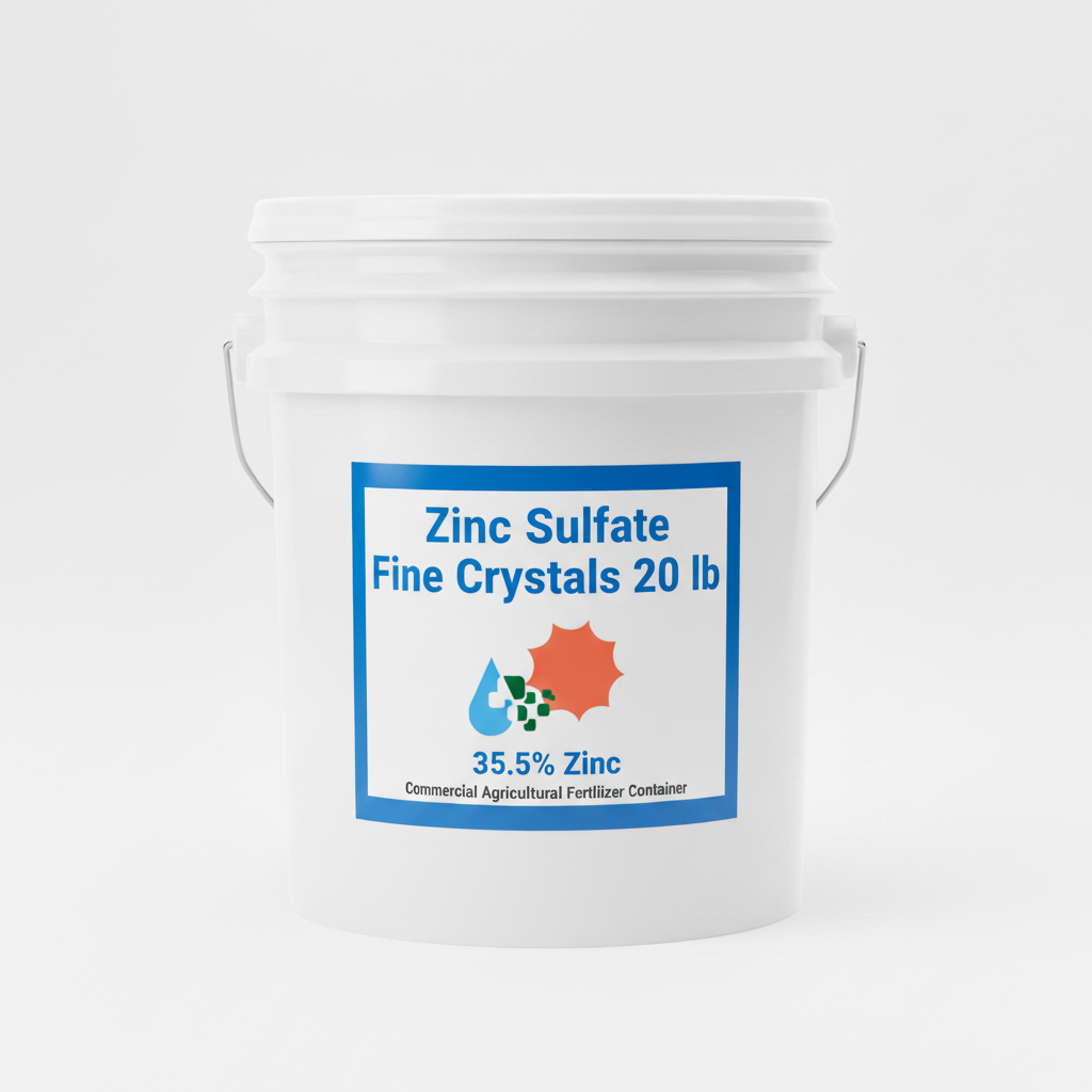Zinc sulfate monohydrate 20 lb white resealable plastic pail with Custom Hydro Nutrients logo