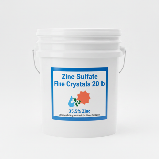 Zinc sulfate monohydrate 20 lb white resealable plastic pail with Custom Hydro Nutrients logo