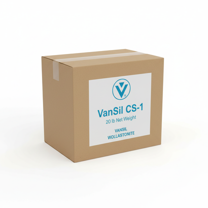 VanSil CS-1 wollastonite calcium silicate 20 lb brown kraft cardboard box