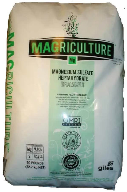 Giles magnesium sulfate heptahydrate 50 lb bag Epsom salt