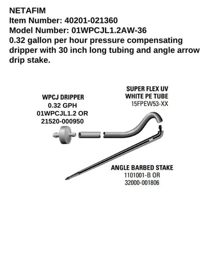 Netafim Dripper Stake Assembly (0.3 GPH)