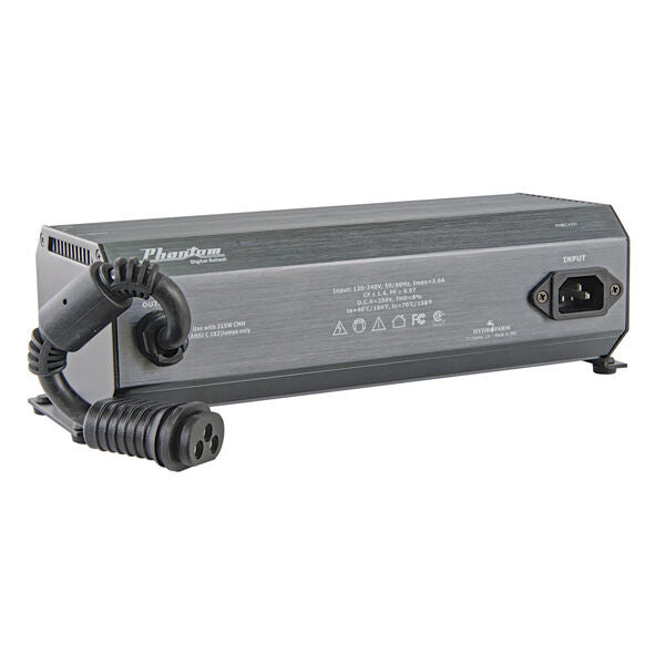 PHANTOM PHBC3151 315W CMH ballast, angled view showing the lamp connector, power input and mounting feet.