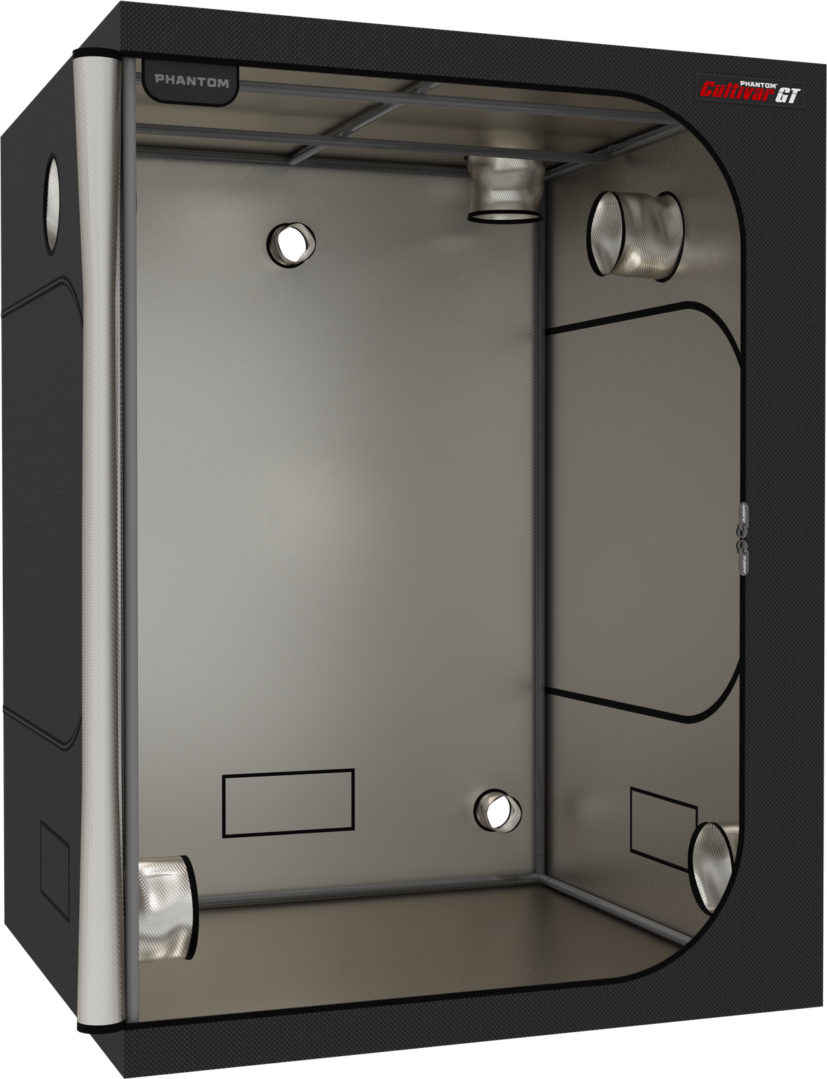 PHANTOM Cultivar GT55 grow tent with open front, reflective interior and ventilation ports.